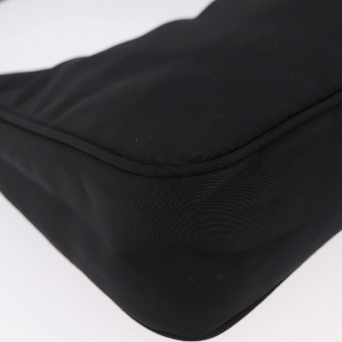 PRADA Hand Pouch Nylon Black Silver Auth 206497A