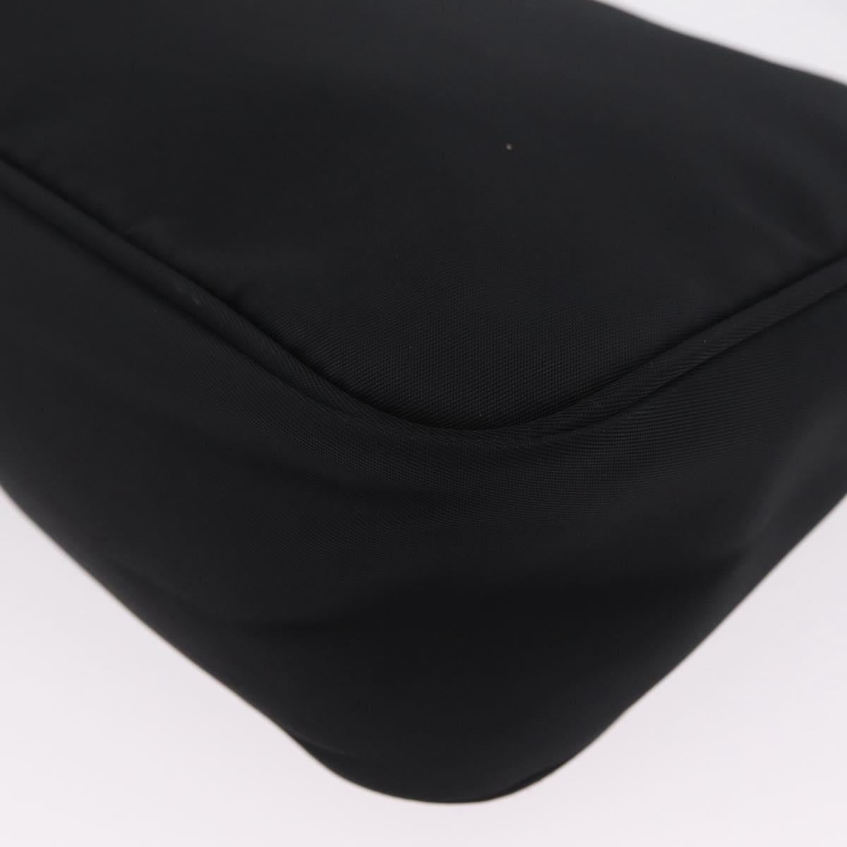 PRADA Hand Pouch Nylon Black Silver Auth 206497A