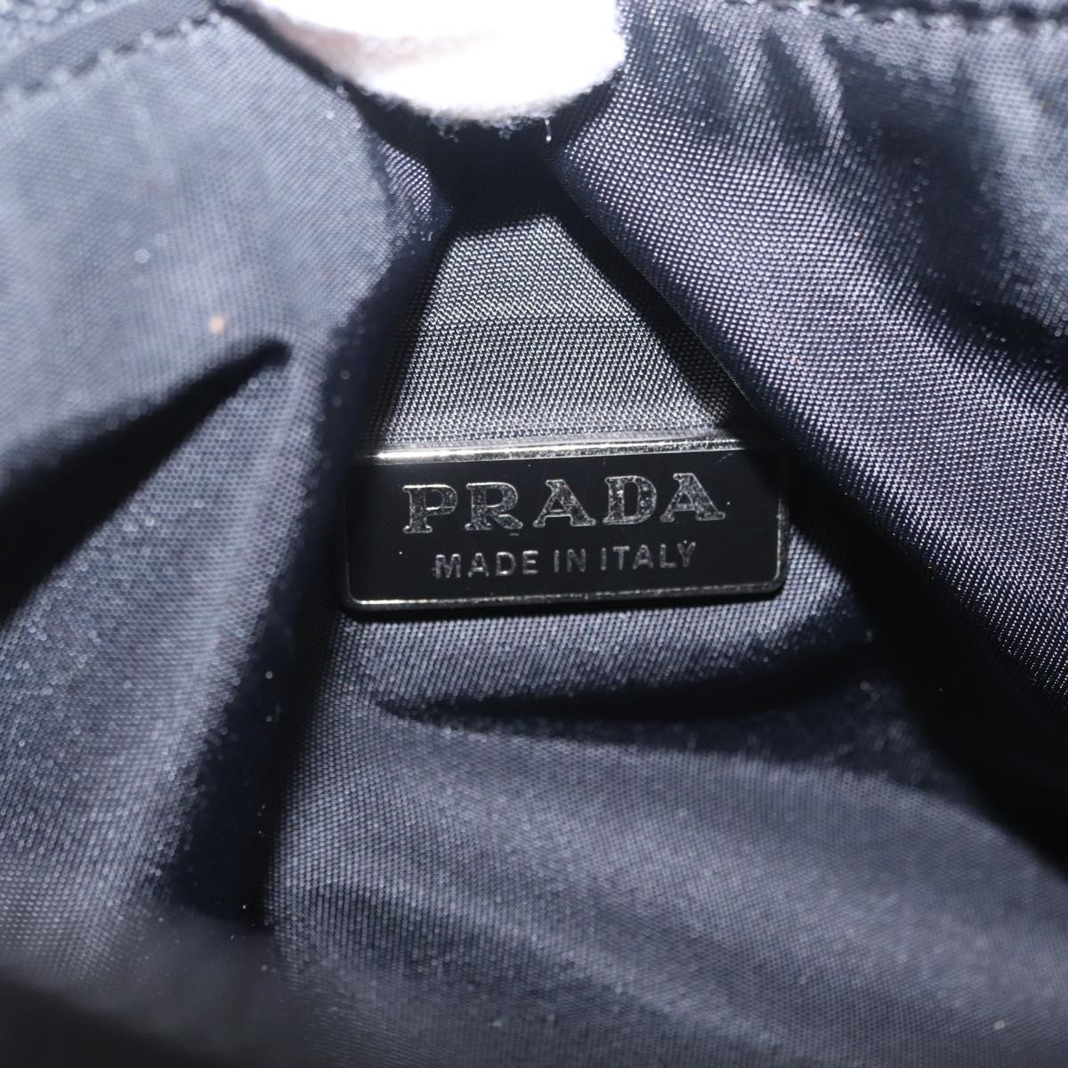 PRADA Hand Pouch Nylon Black Silver Auth 206497A