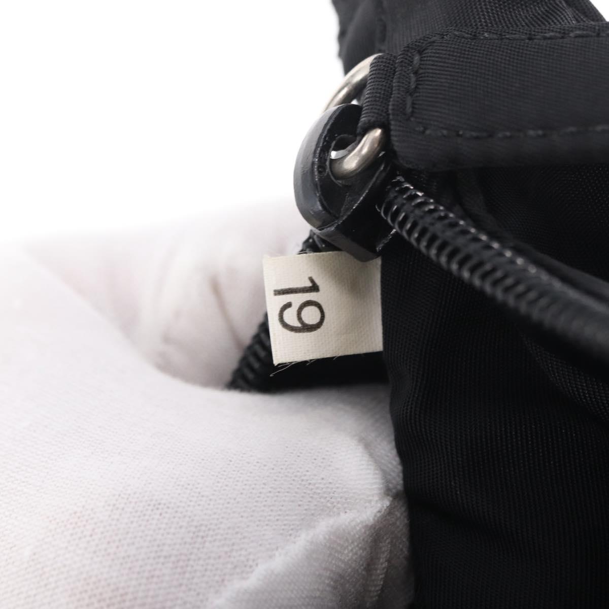 PRADA Hand Pouch Nylon Black Silver Auth 206497A