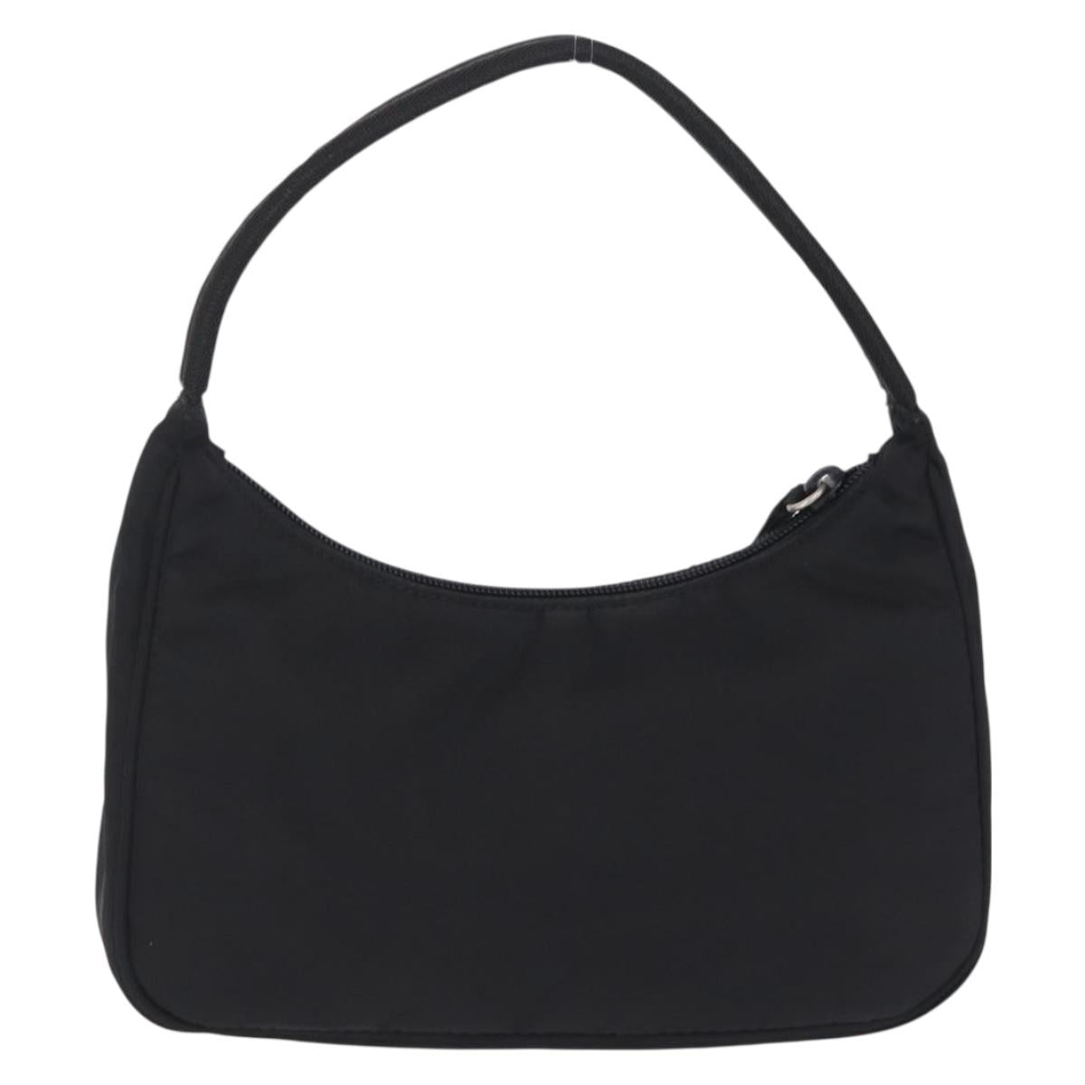 PRADA Hand Pouch Nylon Black Silver Auth 206497A