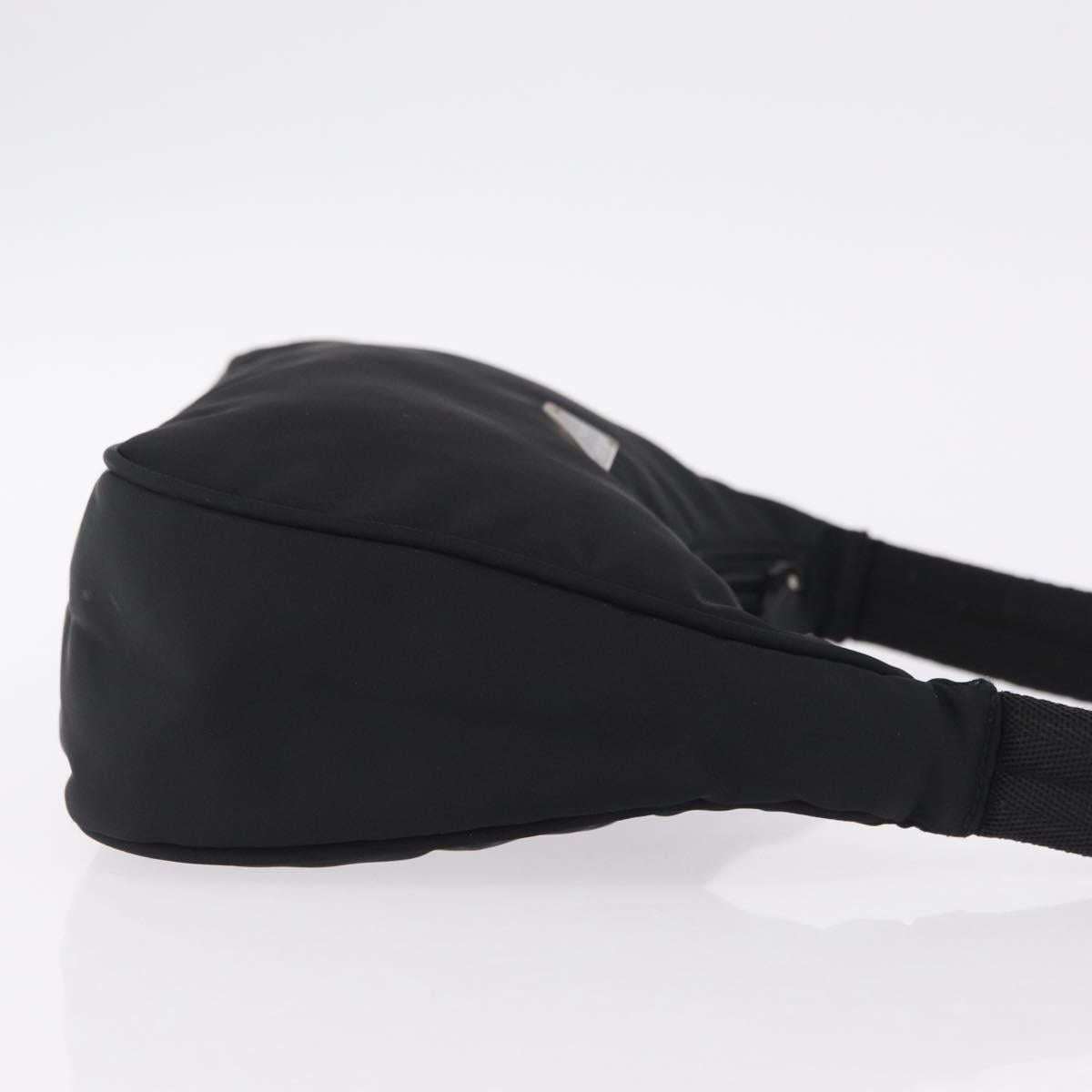 PRADA Hand Pouch Nylon Black Silver Auth 206497A