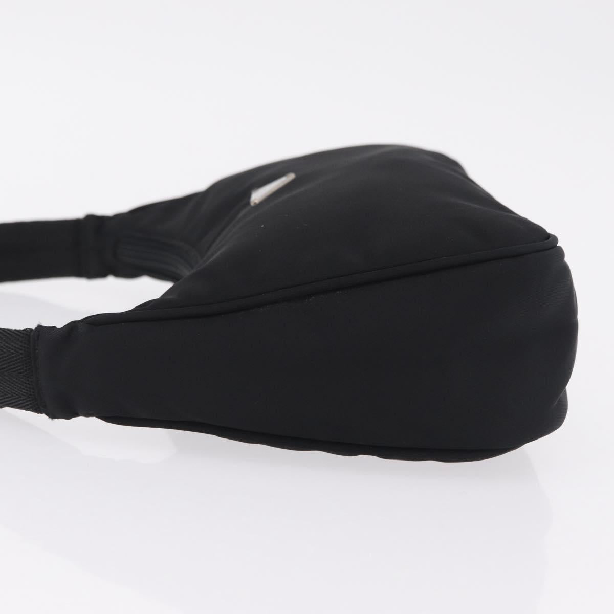 PRADA Hand Pouch Nylon Black Silver Auth 206497A