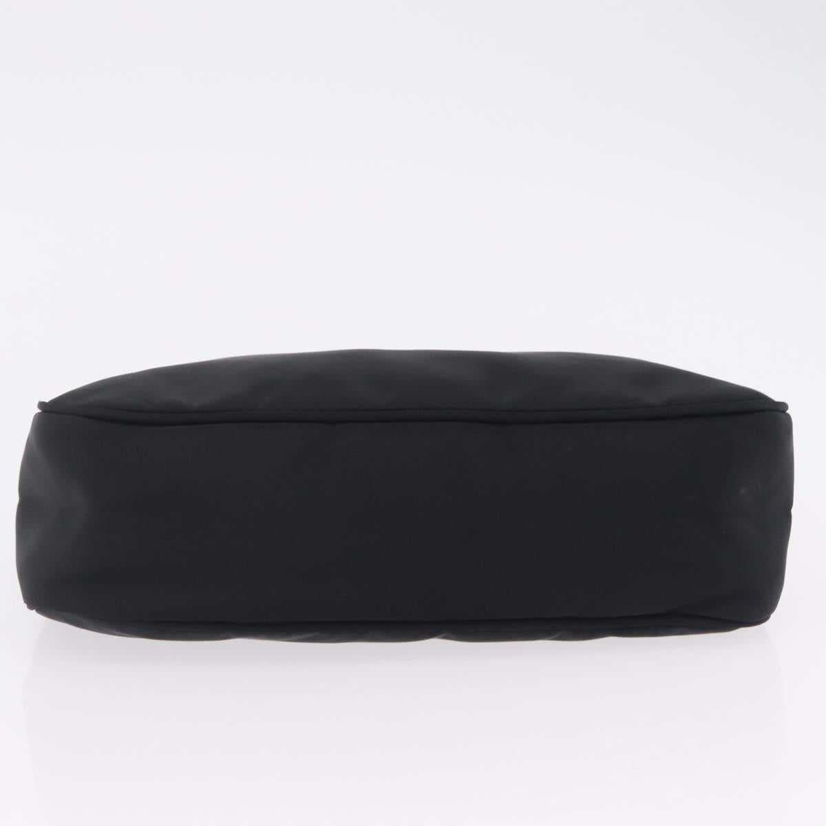 PRADA Hand Pouch Nylon Black Silver Auth 206497A
