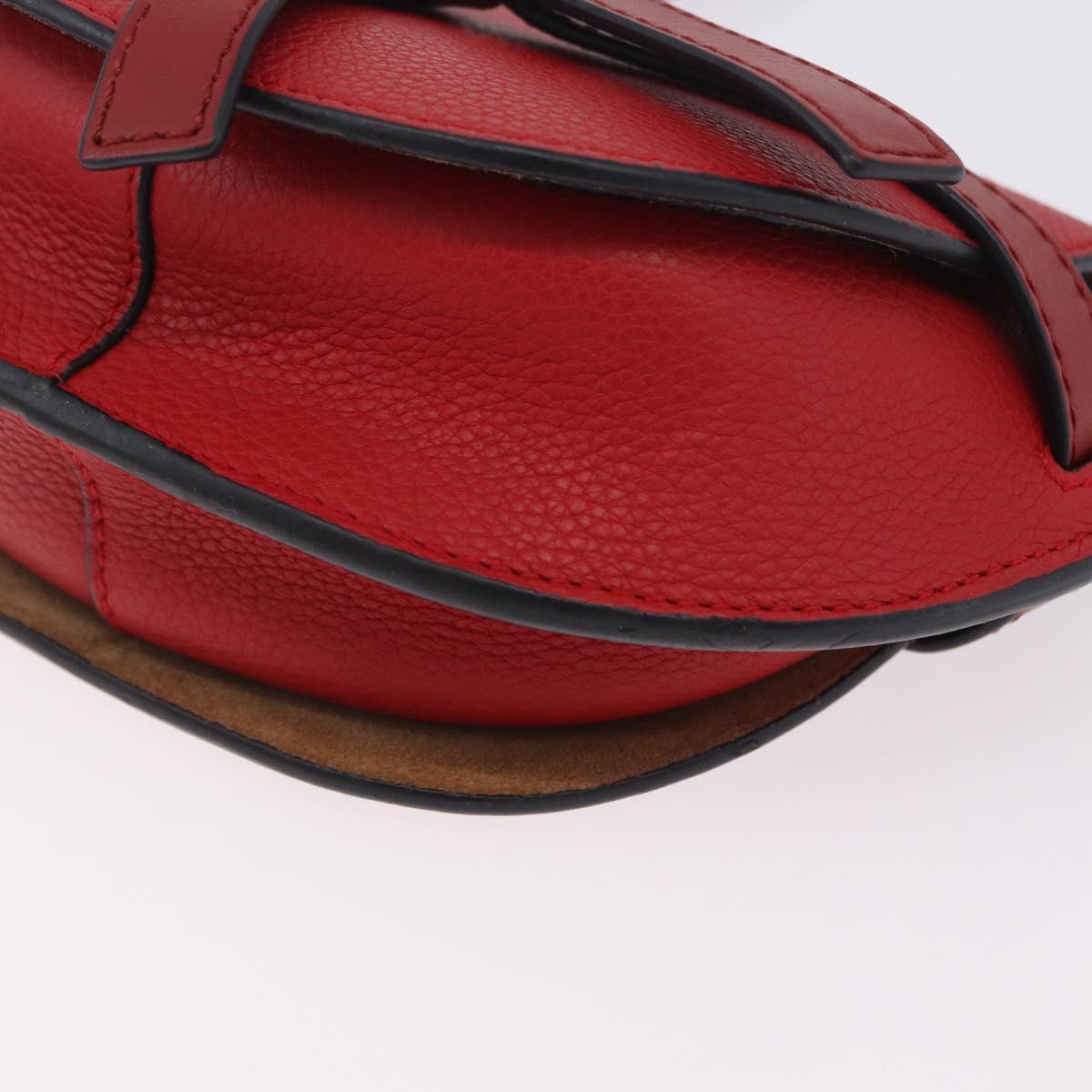 LOEWE Mini Gate Bag Shoulder Bag Leather Red Gold Auth 206501A
