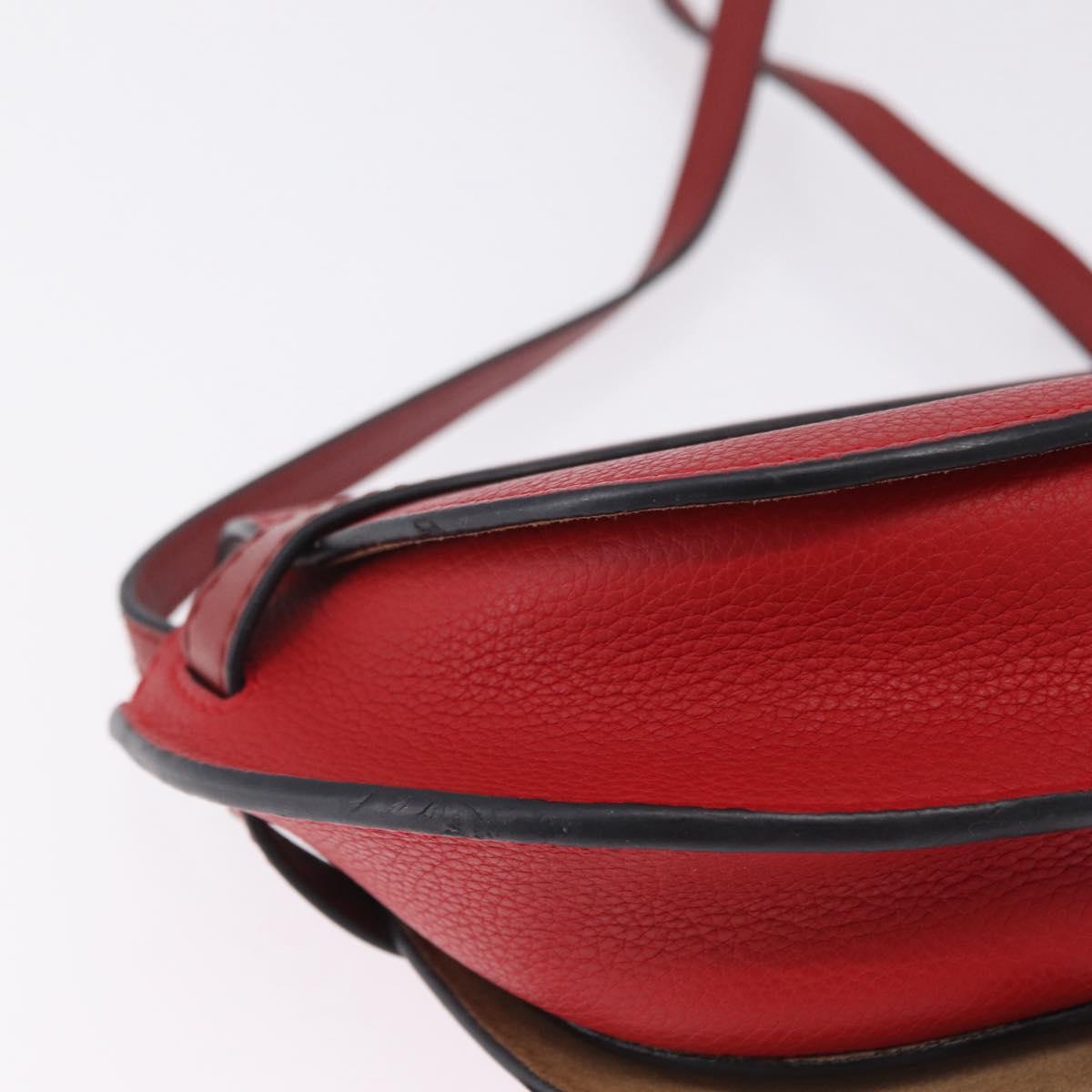 LOEWE Mini Gate Bag Shoulder Bag Leather Red Gold Auth 206501A