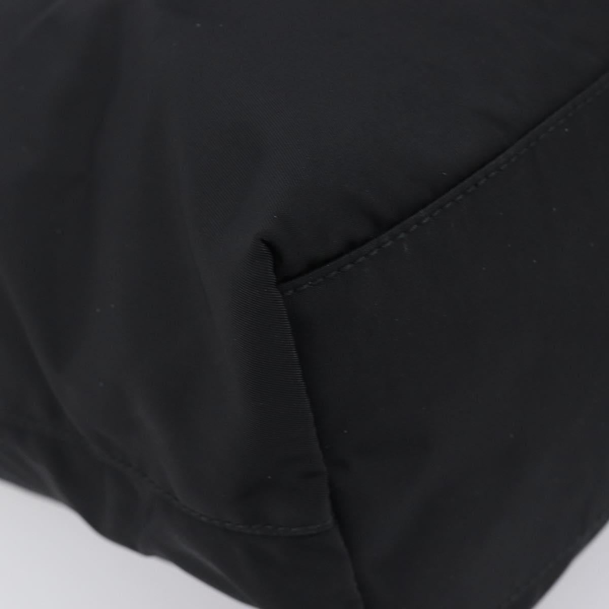 PRADA Tote Bag Nylon Black Gold Auth 206507A