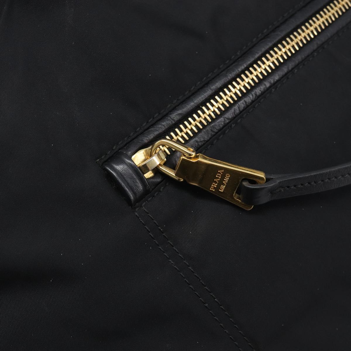 PRADA Tote Bag Nylon Black Gold Auth 206507A