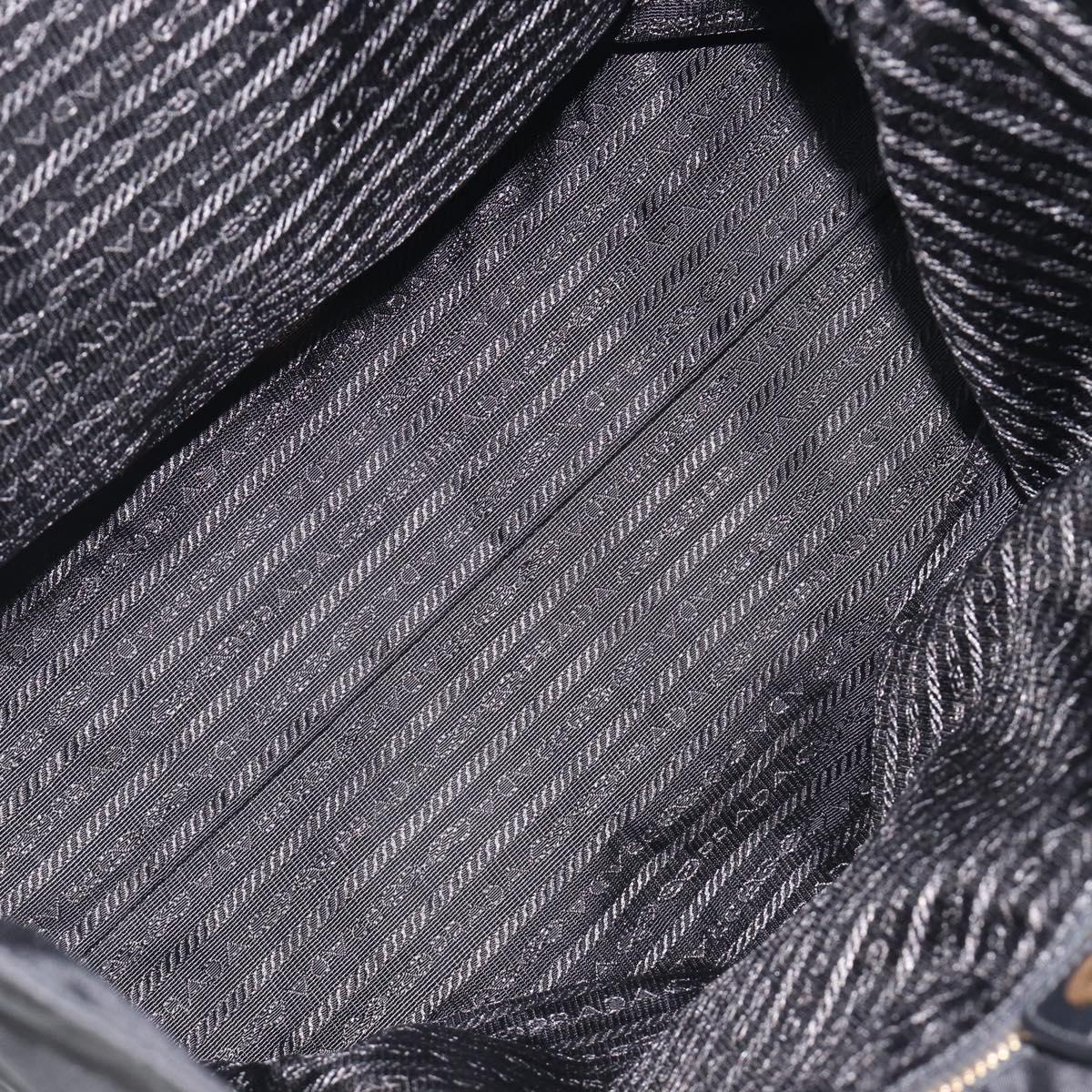 PRADA Tote Bag Nylon Black Gold Auth 206507A