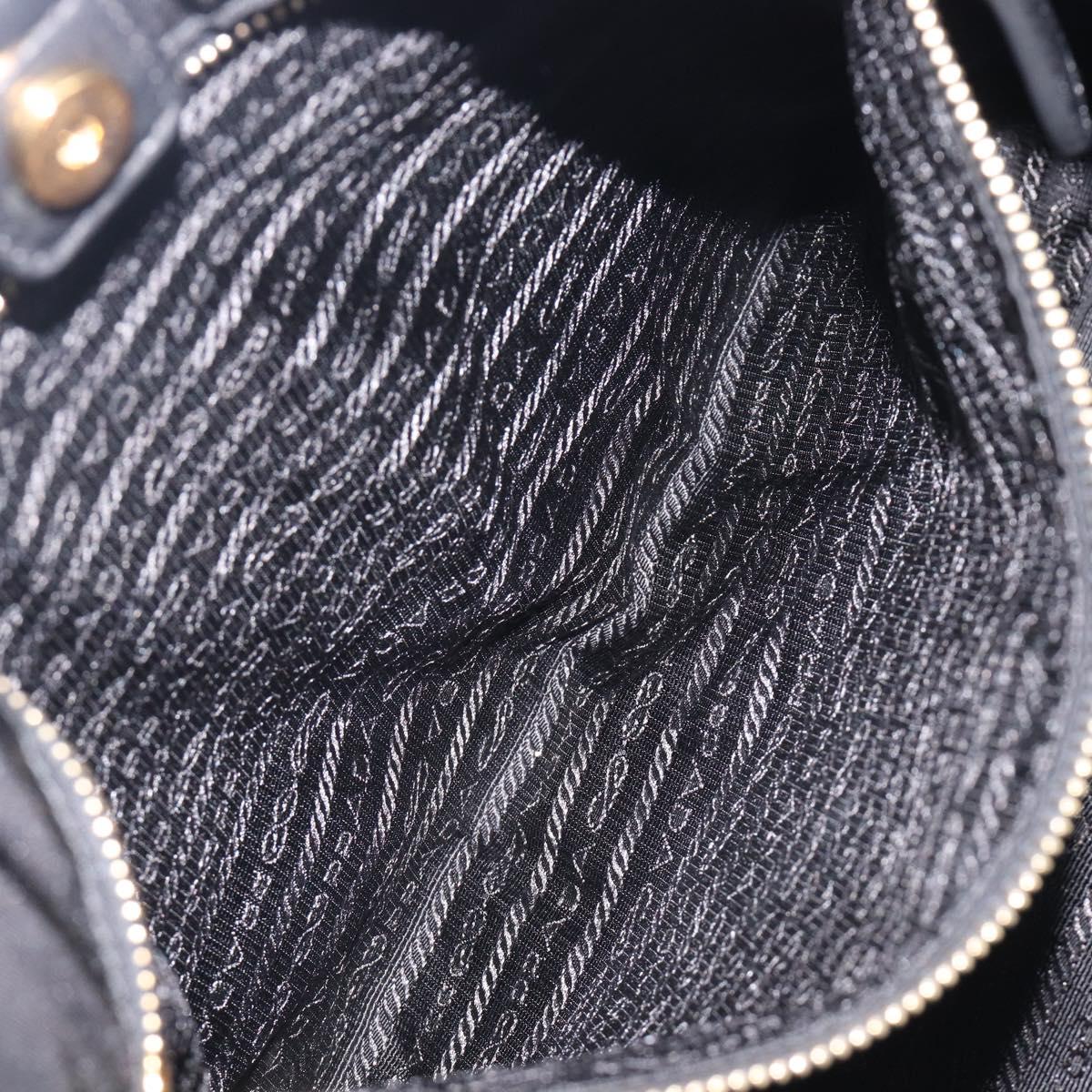 PRADA Tote Bag Nylon Black Gold Auth 206507A