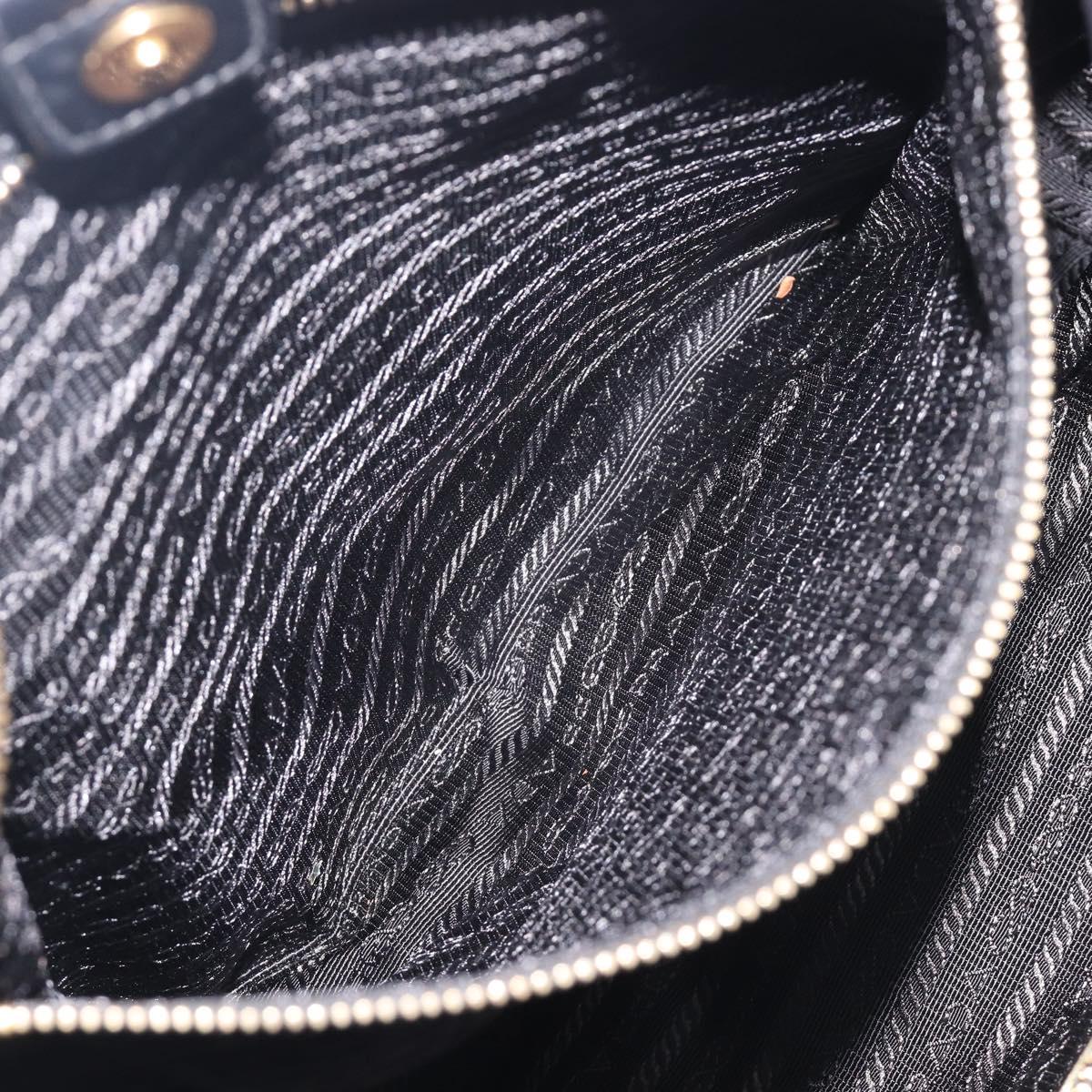 PRADA Tote Bag Nylon Black Gold Auth 206507A