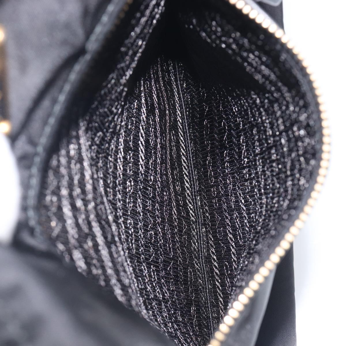 PRADA Tote Bag Nylon Black Gold Auth 206507A