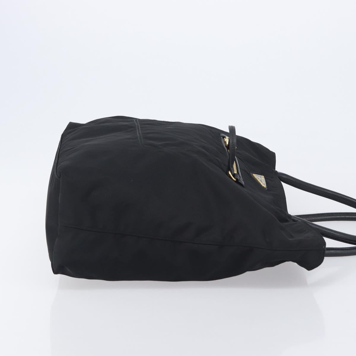 PRADA Tote Bag Nylon Black Gold Auth 206507A