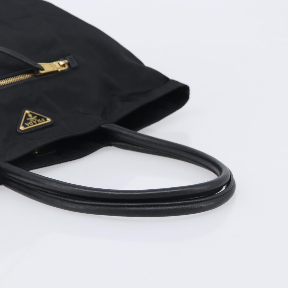 PRADA Tote Bag Nylon Black Gold Auth 206507A