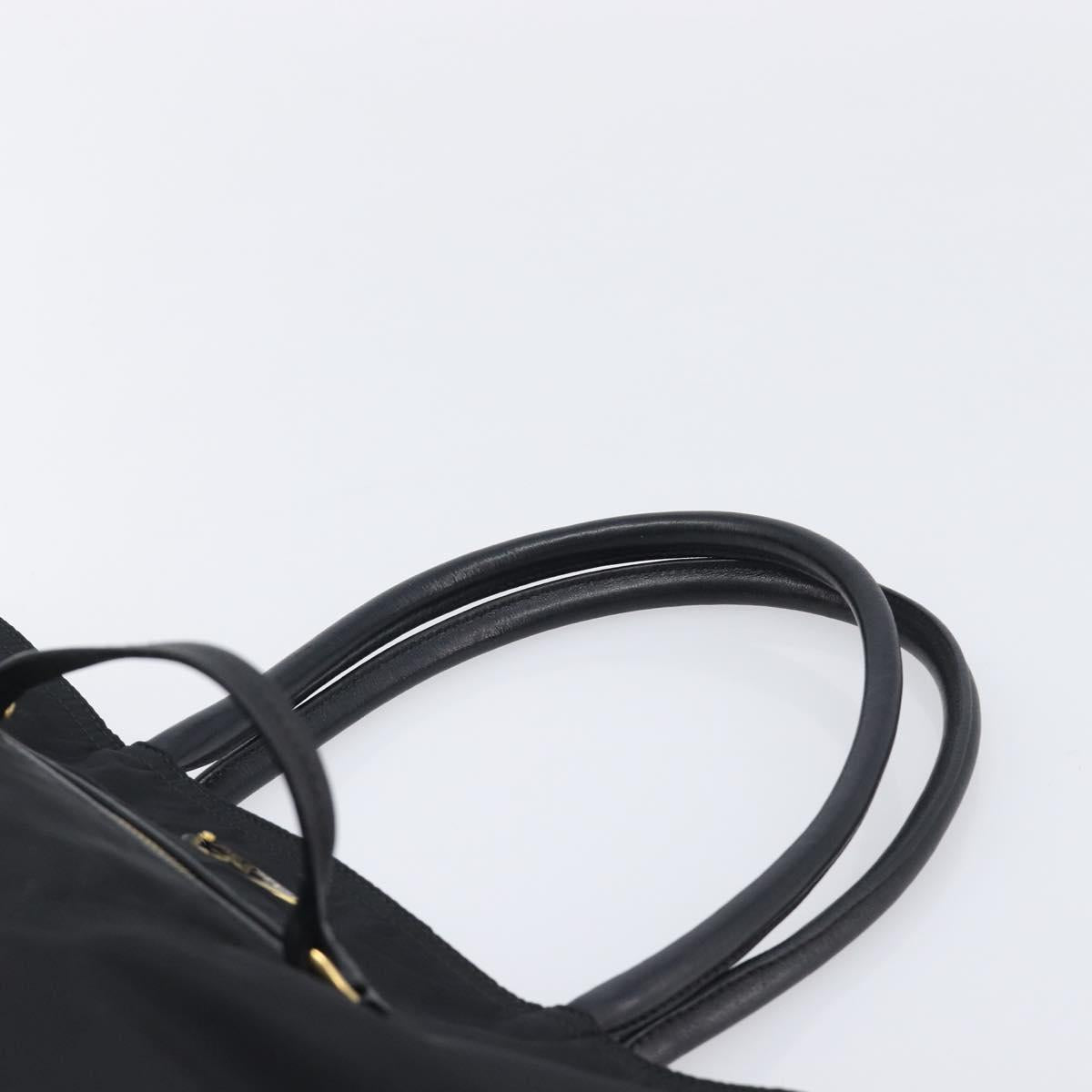 PRADA Tote Bag Nylon Black Gold Auth 206507A