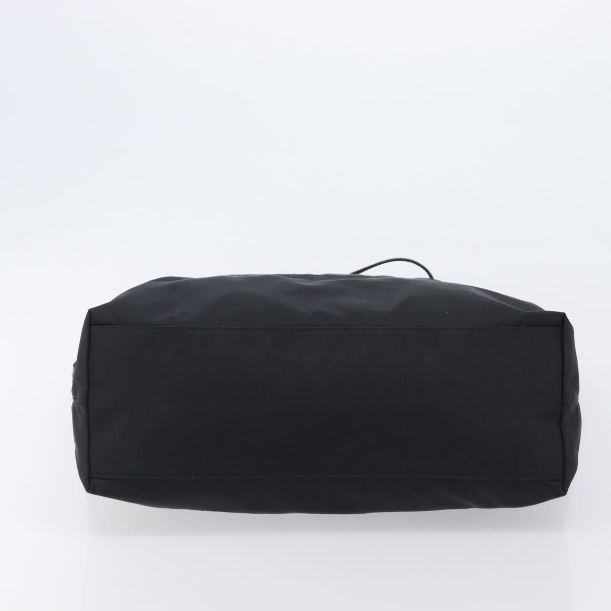 PRADA Tote Bag Nylon Black Gold Auth 206507A