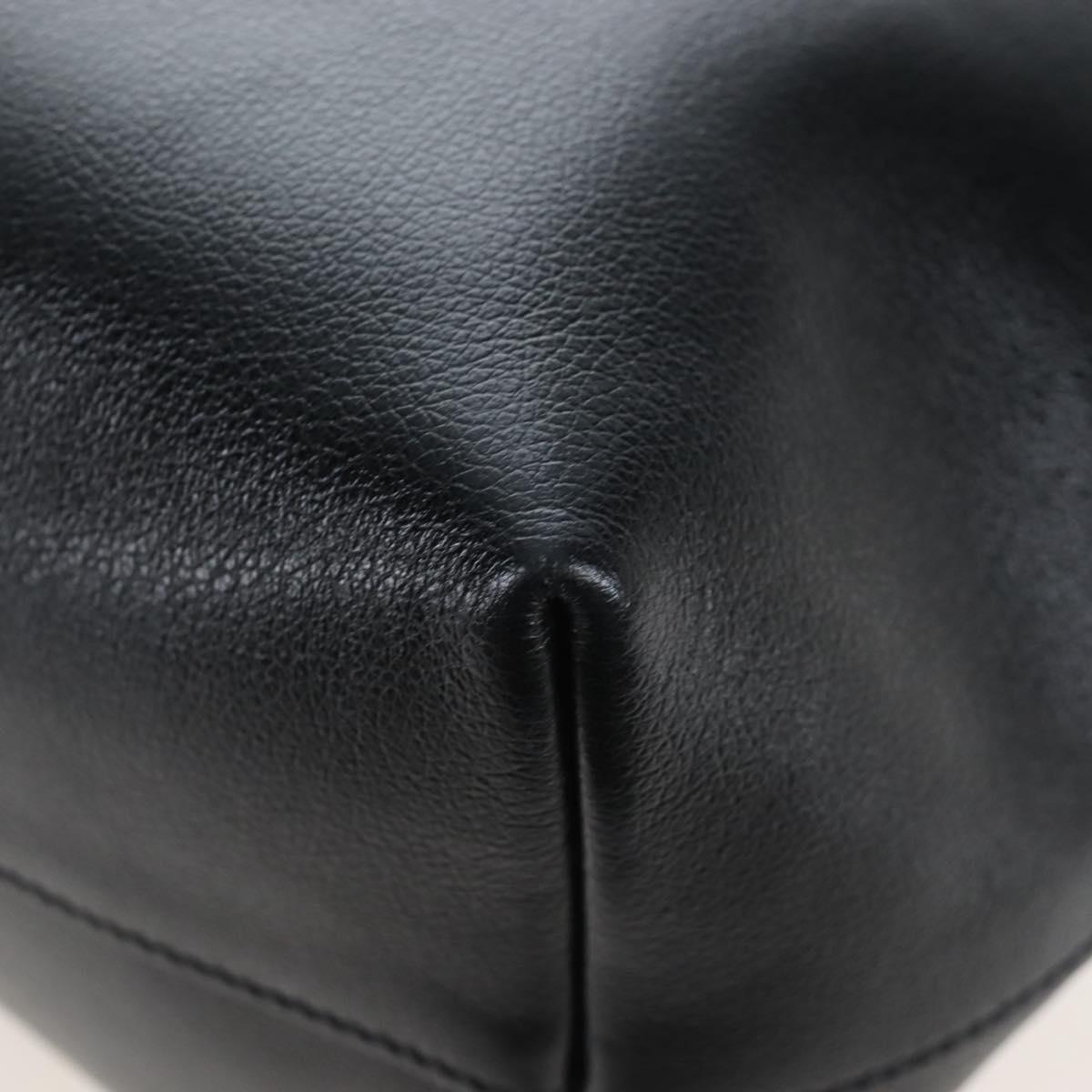 PRADA Hand Bag Leather 2way Black Gold Auth 206508M