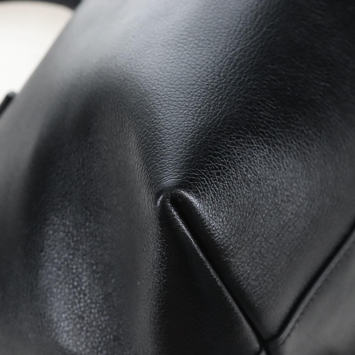 PRADA Hand Bag Leather 2way Black Gold Auth 206508M