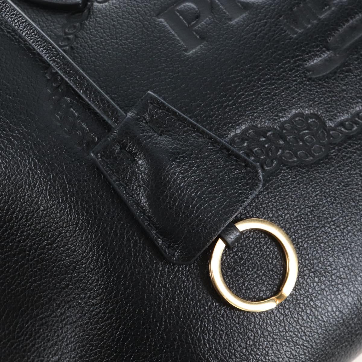 PRADA Hand Bag Leather 2way Black Gold Auth 206508M