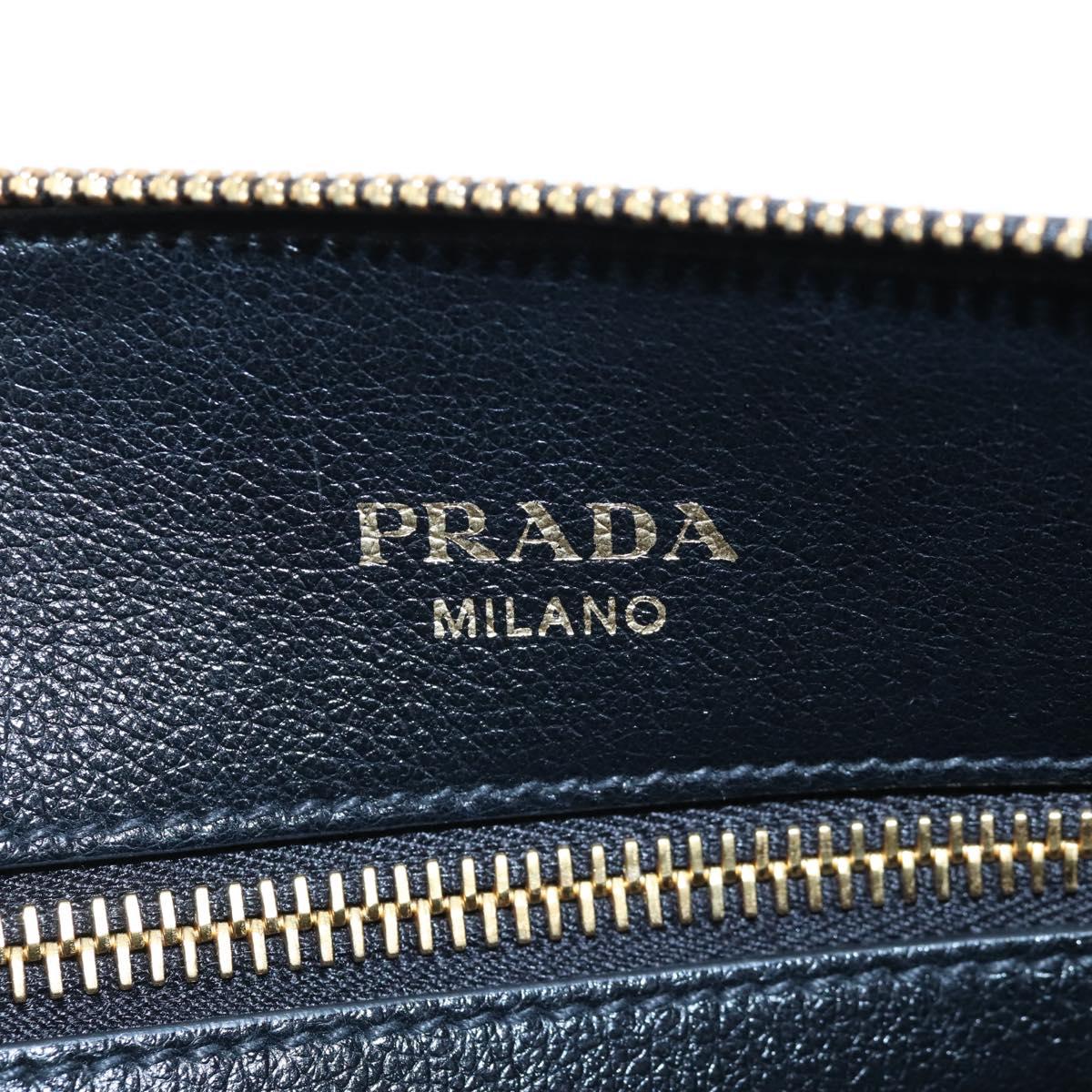 PRADA Hand Bag Leather 2way Black Gold Auth 206508M