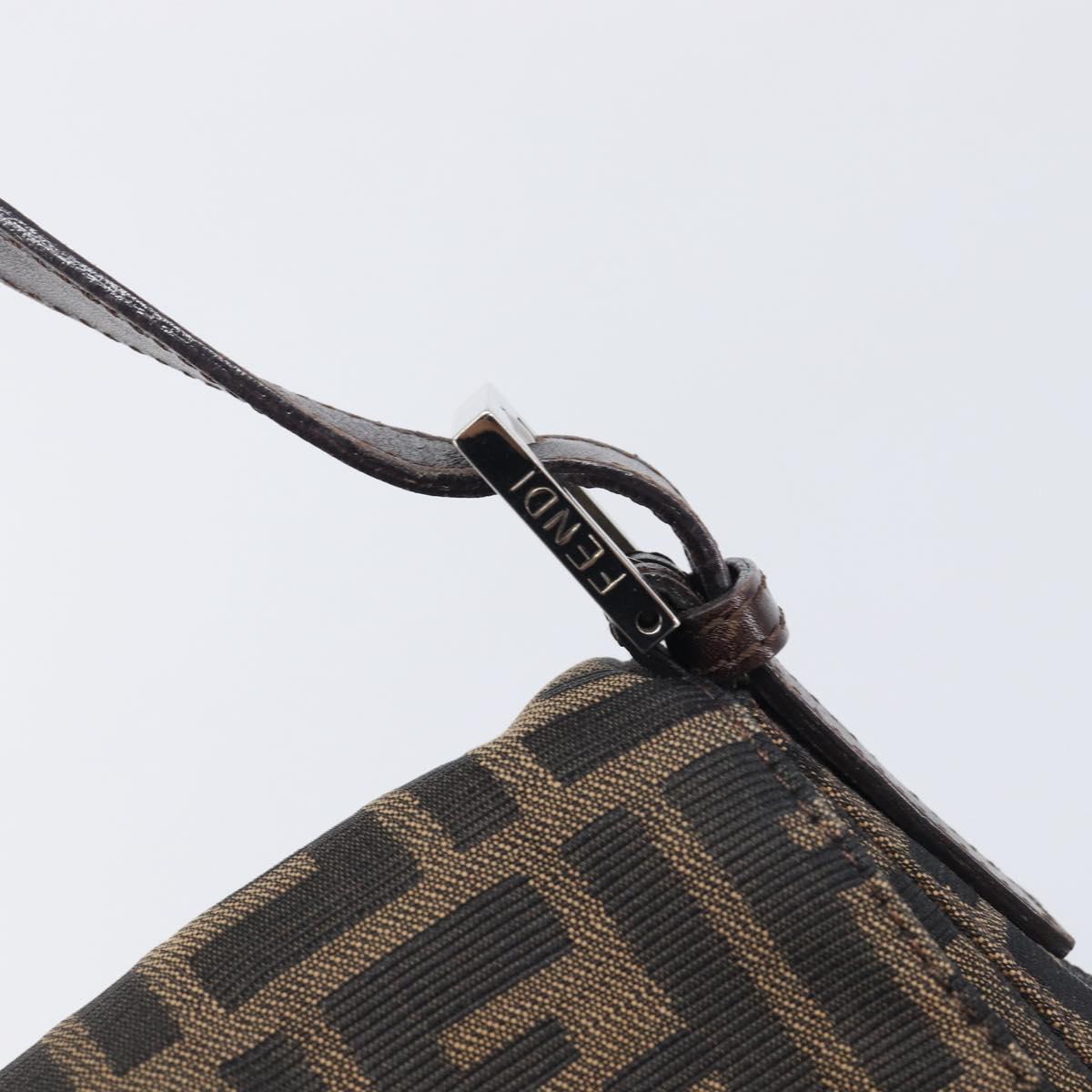 FENDI Zucca Canvas Mamma Baguette Shoulder Bag Brown Black Auth 206518V