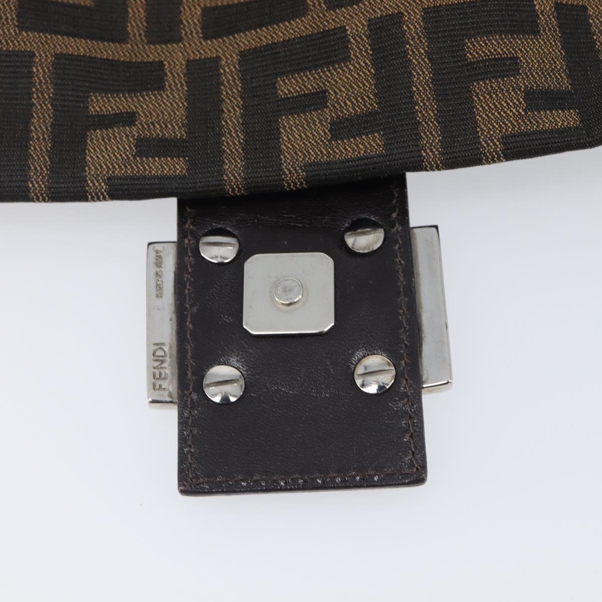 FENDI Zucca Canvas Mamma Baguette Shoulder Bag Brown Black Auth 206518V