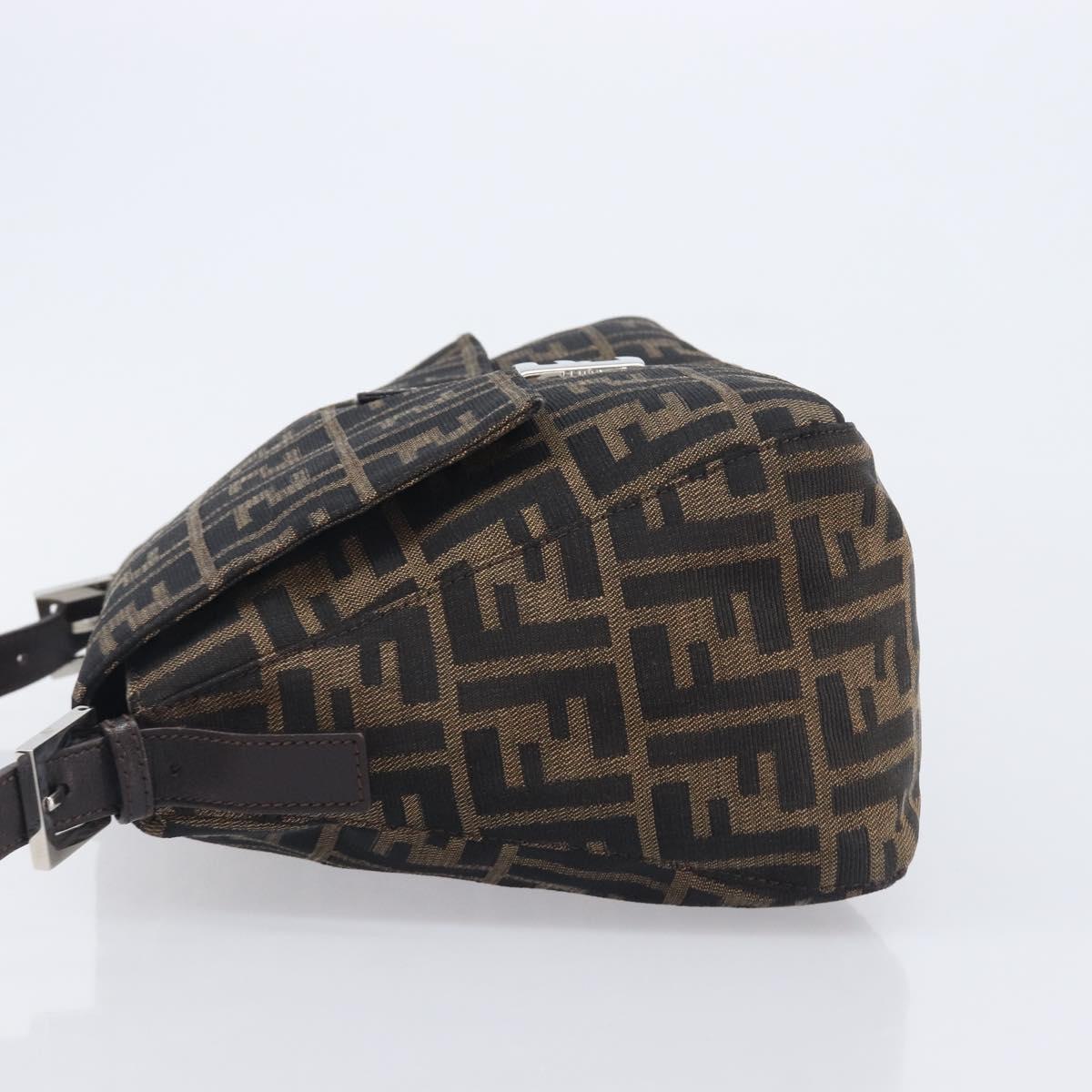 FENDI Zucca Canvas Mamma Baguette Shoulder Bag Brown Black Auth 206518V