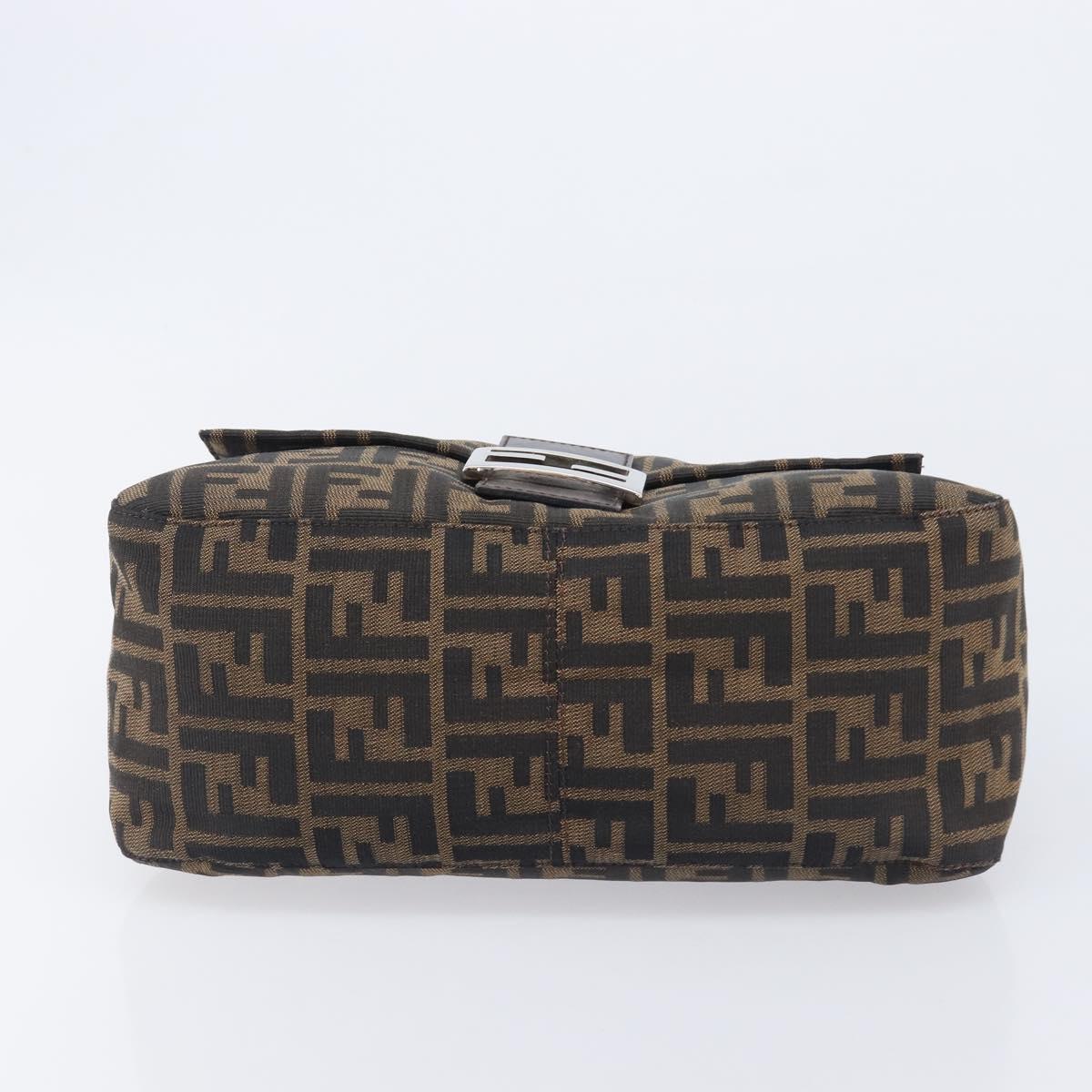 FENDI Zucca Canvas Mamma Baguette Shoulder Bag Brown Black Auth 206518V