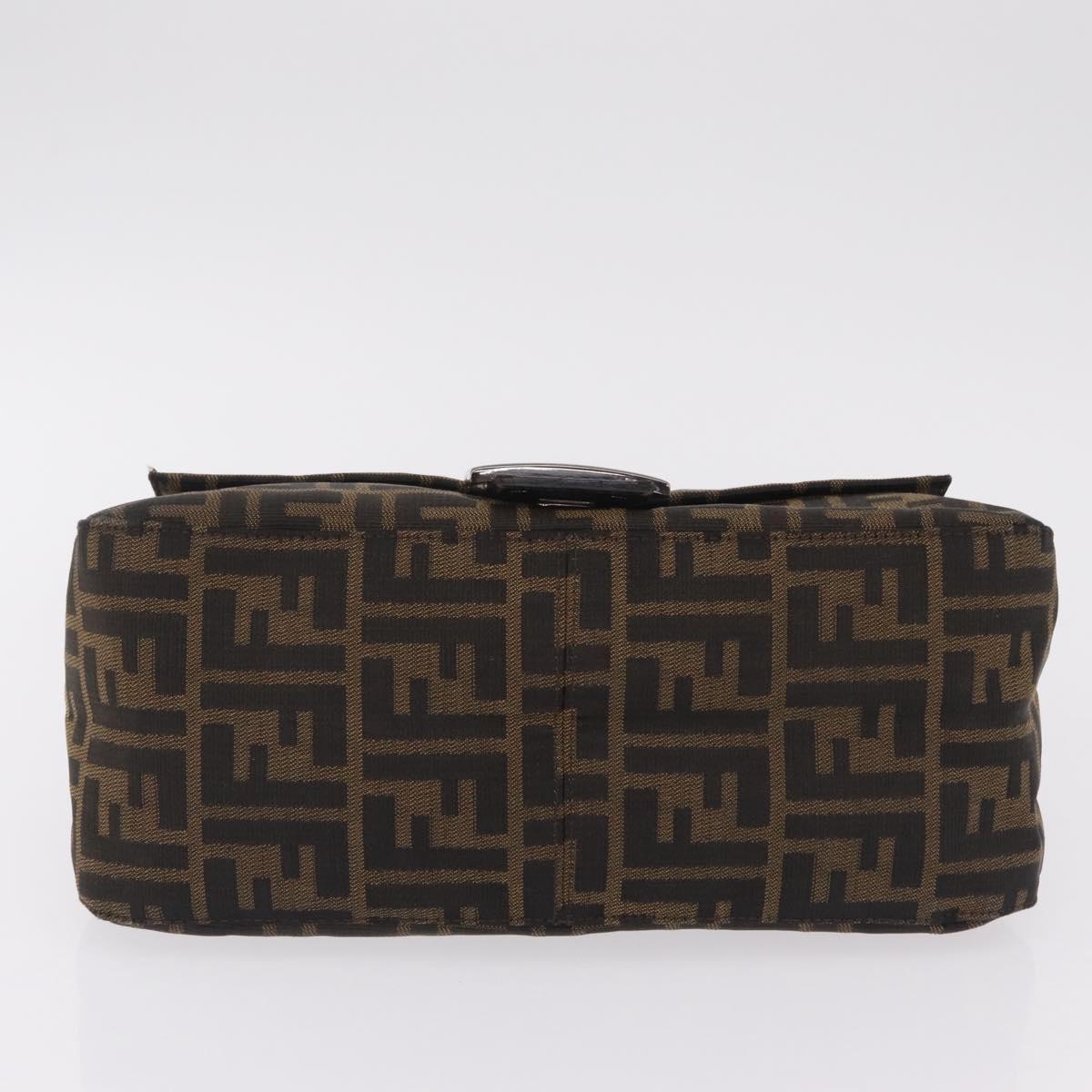 FENDI Zucca Canvas Mamma Baguette Shoulder Bag Brown Black 8BR001 Auth 206519M