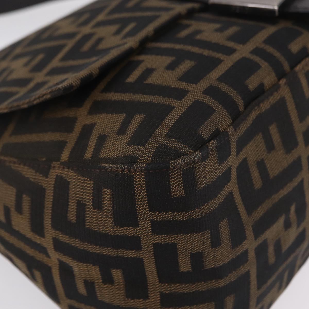 FENDI Zucca Canvas Mamma Baguette Shoulder Bag Brown Black 8BR001 Auth 206519M