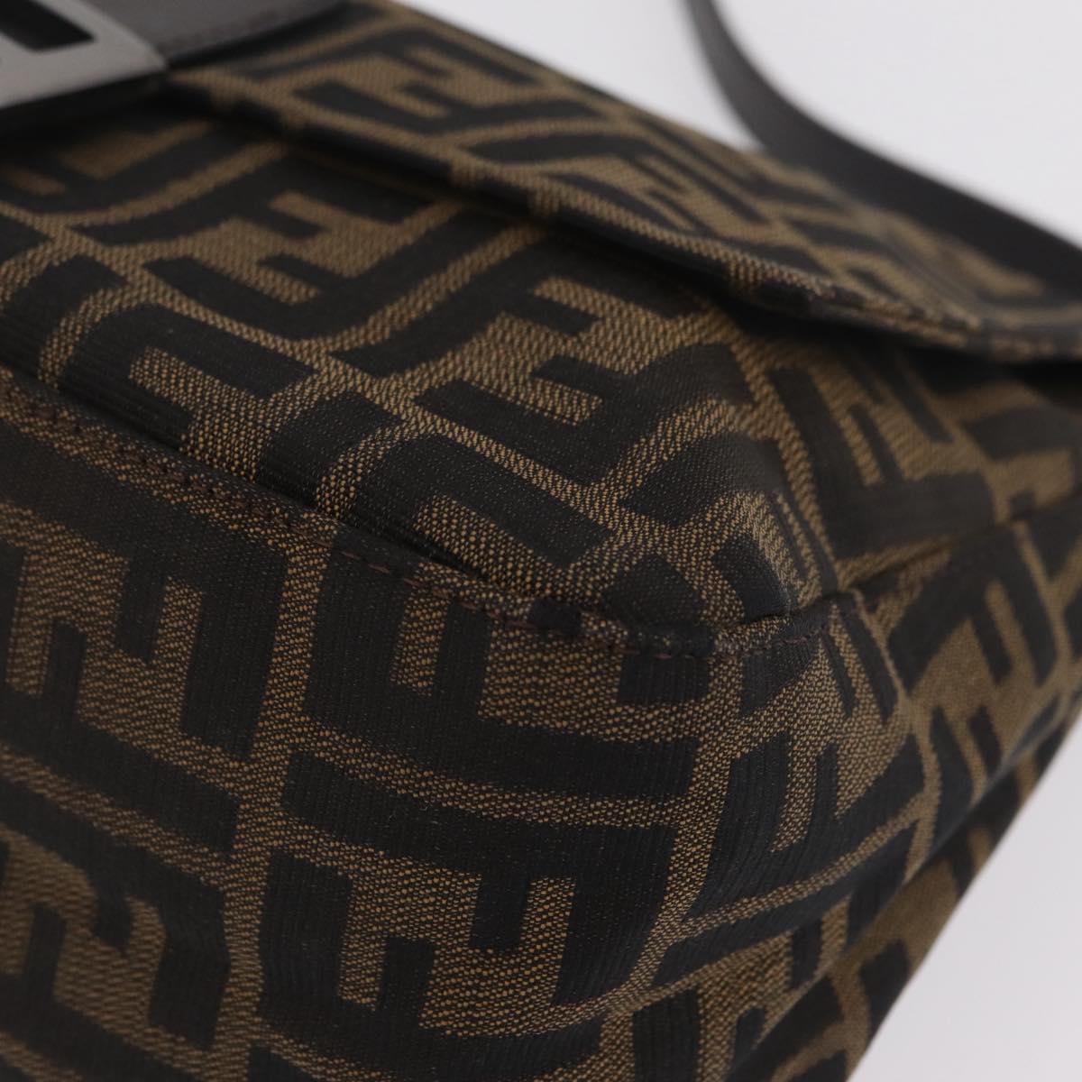 FENDI Zucca Canvas Mamma Baguette Shoulder Bag Brown Black 8BR001 Auth 206519M