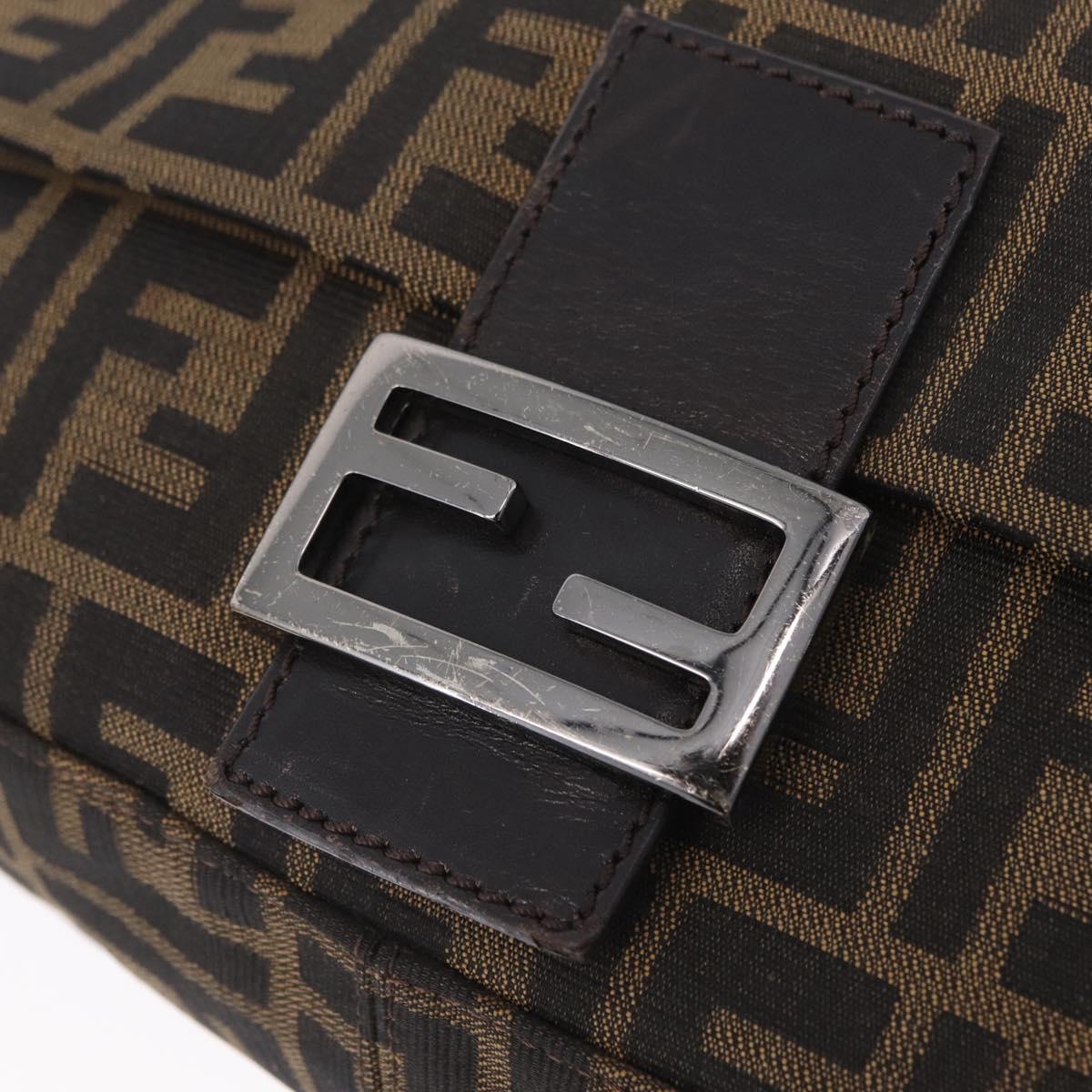 FENDI Zucca Canvas Mamma Baguette Shoulder Bag Brown Black 8BR001 Auth 206519M