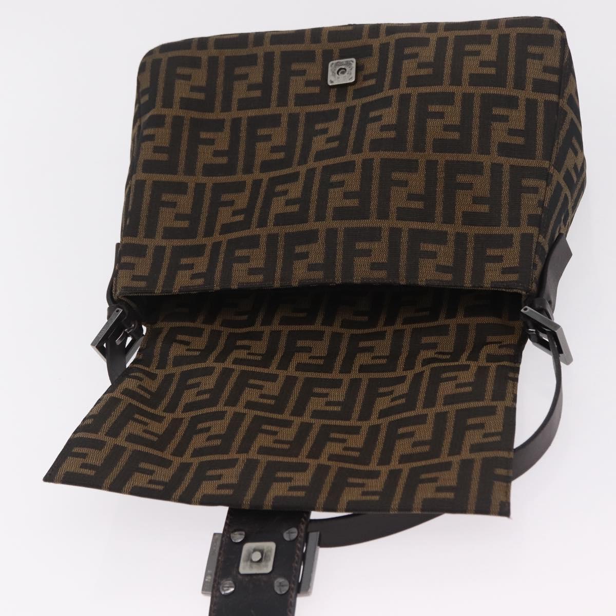 FENDI Zucca Canvas Mamma Baguette Shoulder Bag Brown Black 8BR001 Auth 206519M