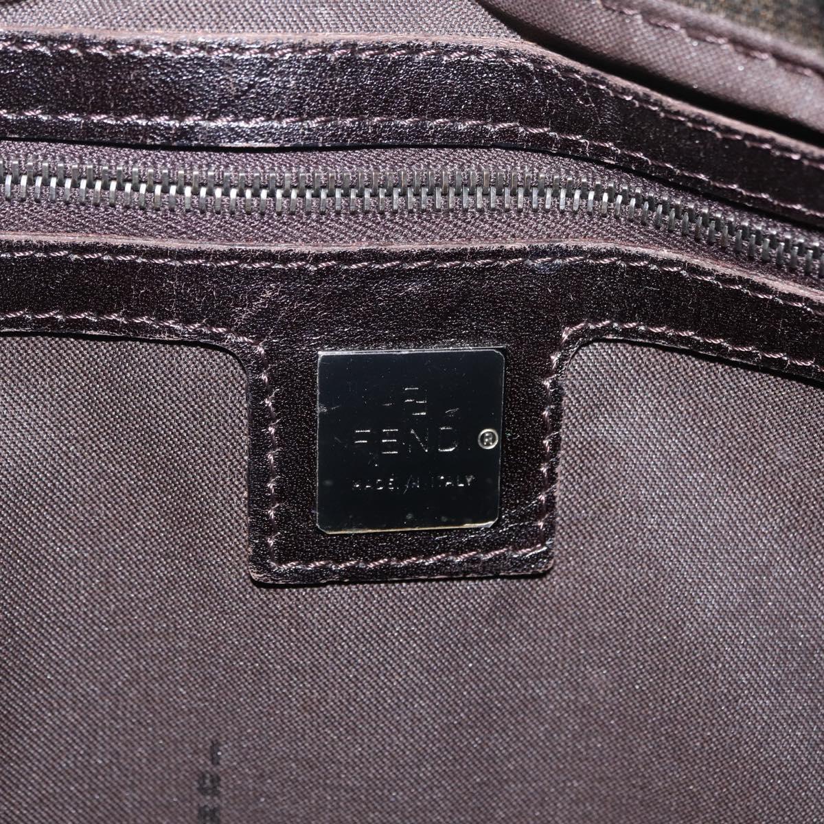 FENDI Zucca Canvas Mamma Baguette Shoulder Bag Brown Black 8BR001 Auth 206519M