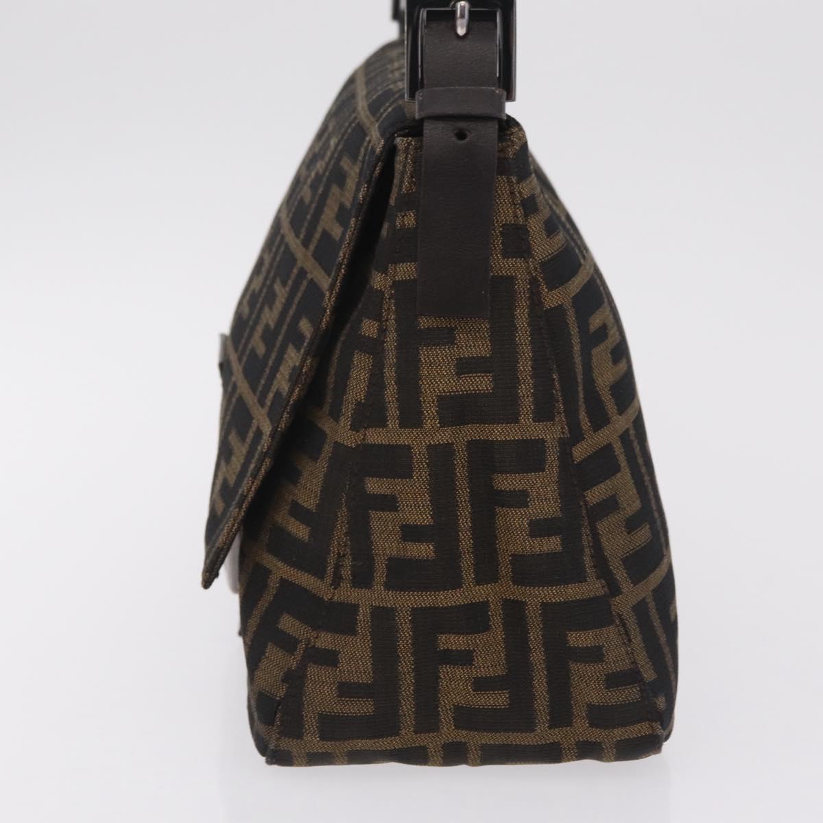 FENDI Zucca Canvas Mamma Baguette Shoulder Bag Brown Black 8BR001 Auth 206519M