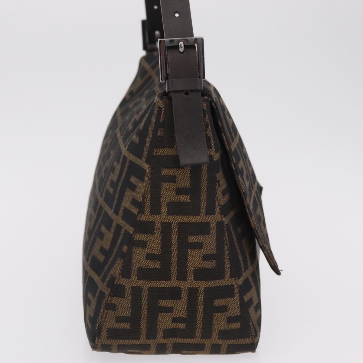 FENDI Zucca Canvas Mamma Baguette Shoulder Bag Brown Black 8BR001 Auth 206519M