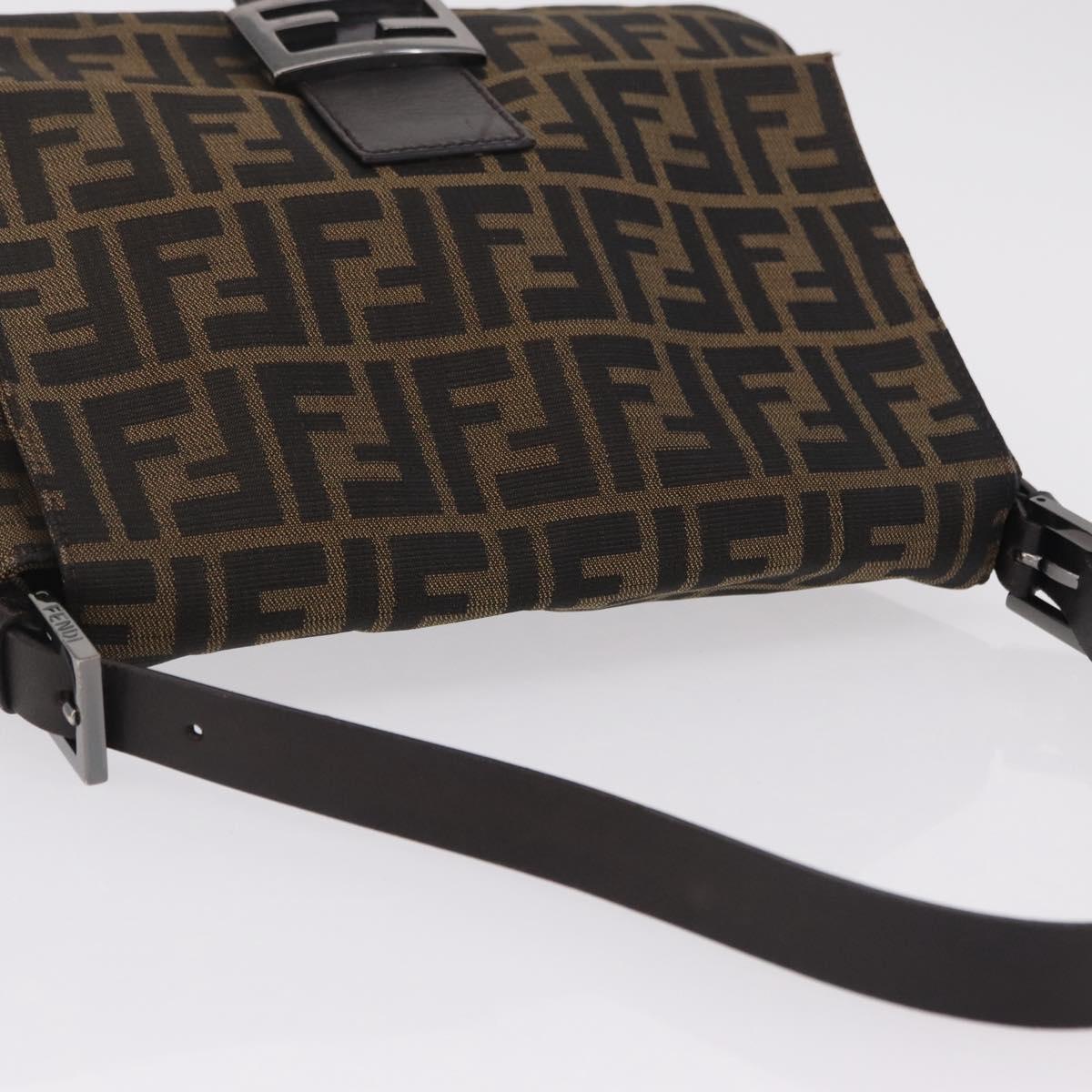 FENDI Zucca Canvas Mamma Baguette Shoulder Bag Brown Black 8BR001 Auth 206519M