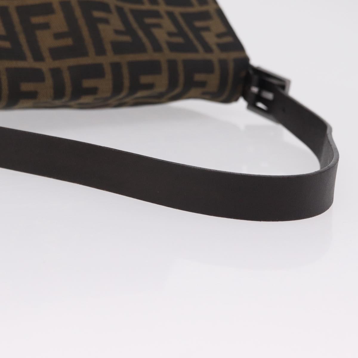 FENDI Zucca Canvas Mamma Baguette Shoulder Bag Brown Black 8BR001 Auth 206519M