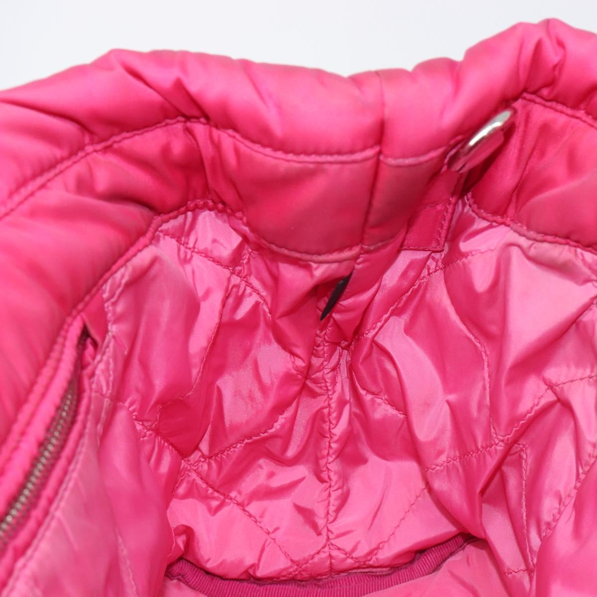PRADA Hand Bag Nylon Pink Silver Auth 206524A
