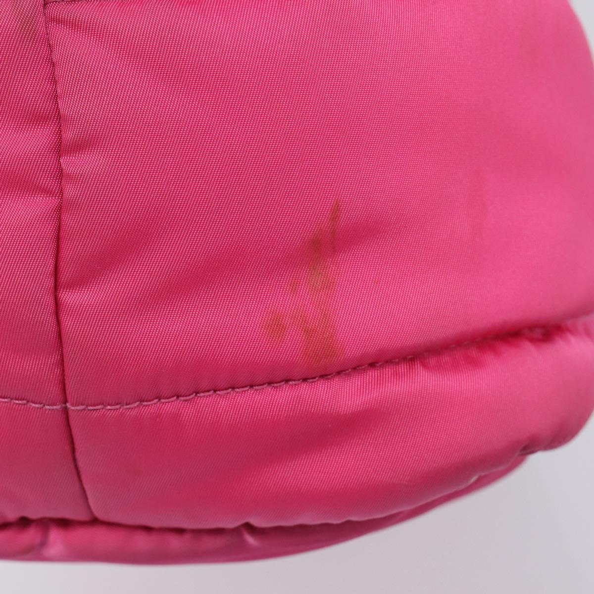 PRADA Hand Bag Nylon Pink Silver Auth 206524A