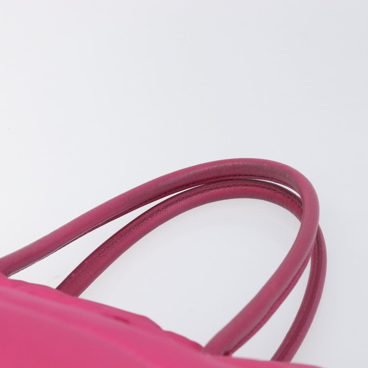 PRADA Hand Bag Nylon Pink Silver Auth 206524A