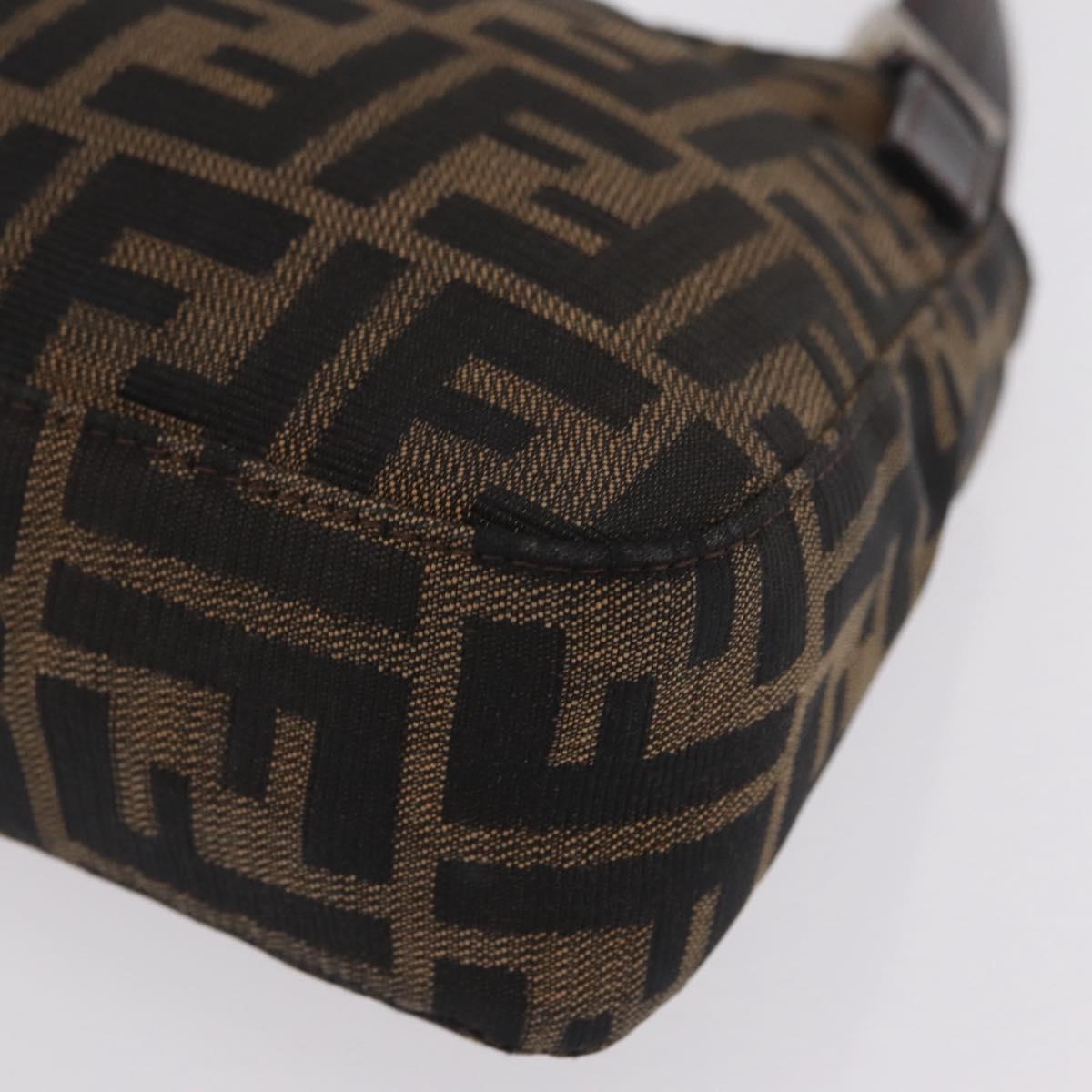 FENDI Zucca Canvas Shoulder Bag Brown Black Auth 206528V