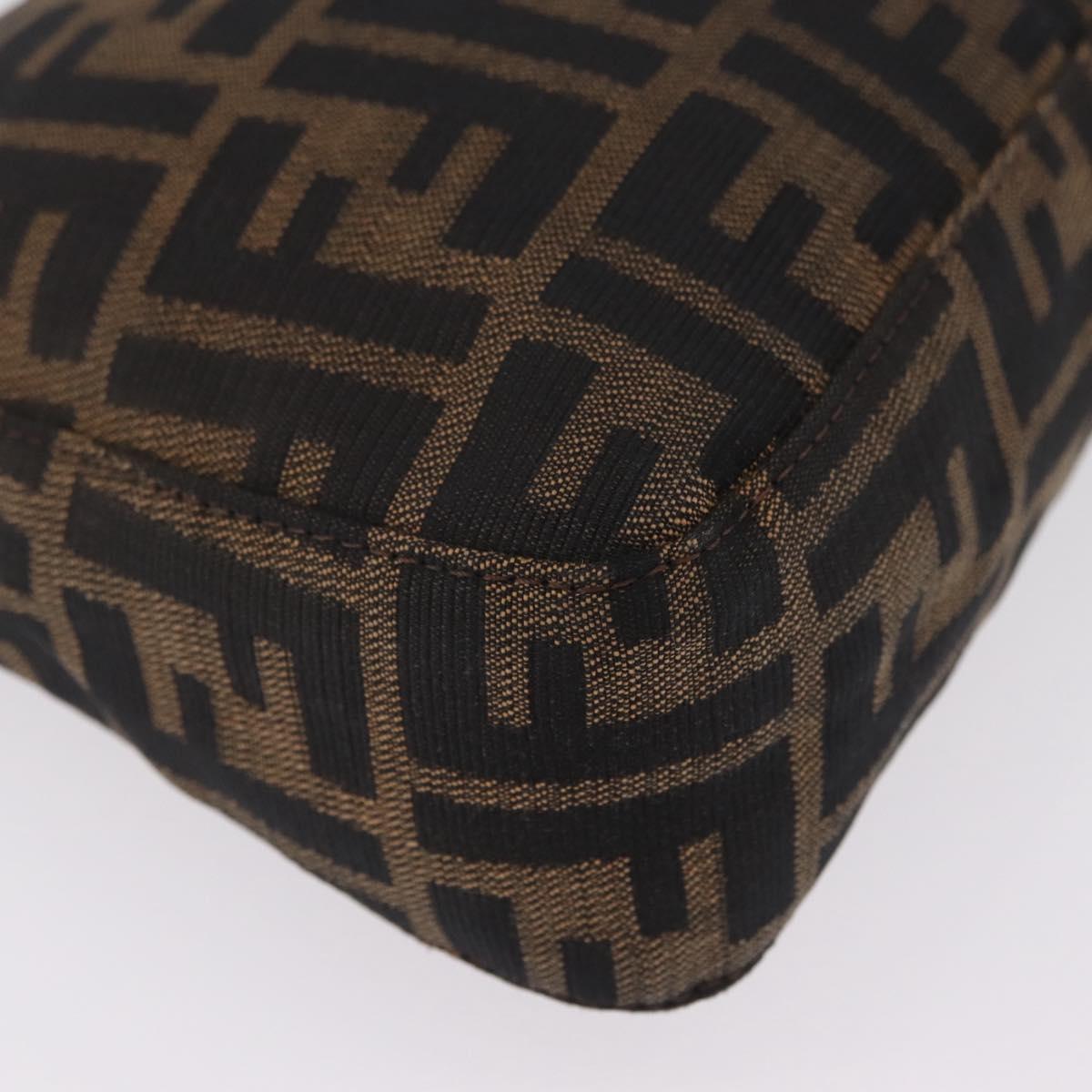 FENDI Zucca Canvas Shoulder Bag Brown Black Auth 206528V