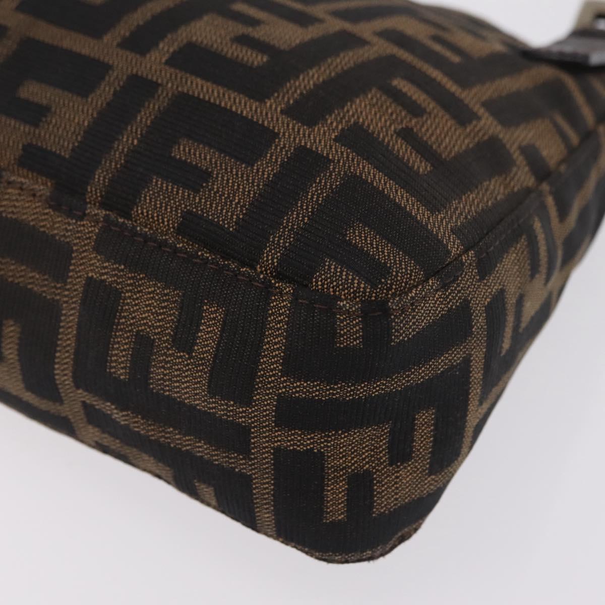FENDI Zucca Canvas Shoulder Bag Brown Black Auth 206528V