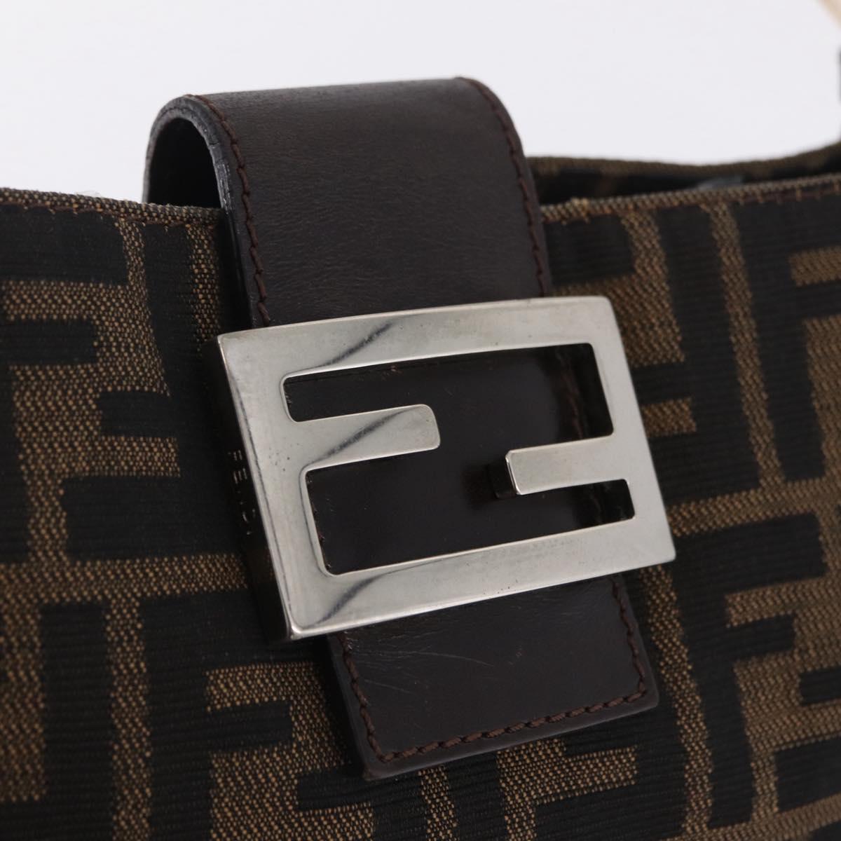 FENDI Zucca Canvas Shoulder Bag Brown Black Auth 206528V