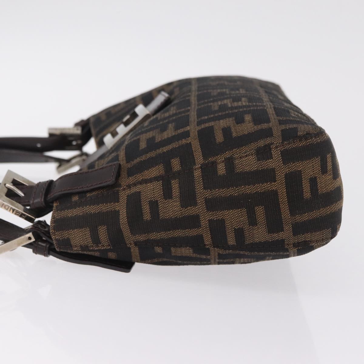 FENDI Zucca Canvas Shoulder Bag Brown Black Auth 206528V