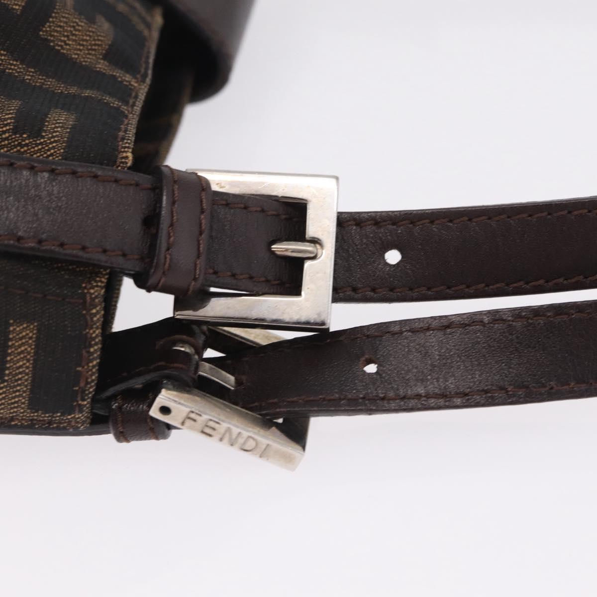 FENDI Zucca Canvas Shoulder Bag Brown Black Auth 206528V