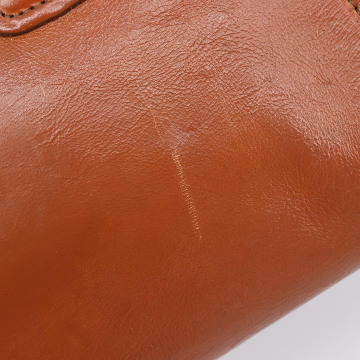 PRADA Hand Bag Leather 2way Brown Silver Auth 206531A
