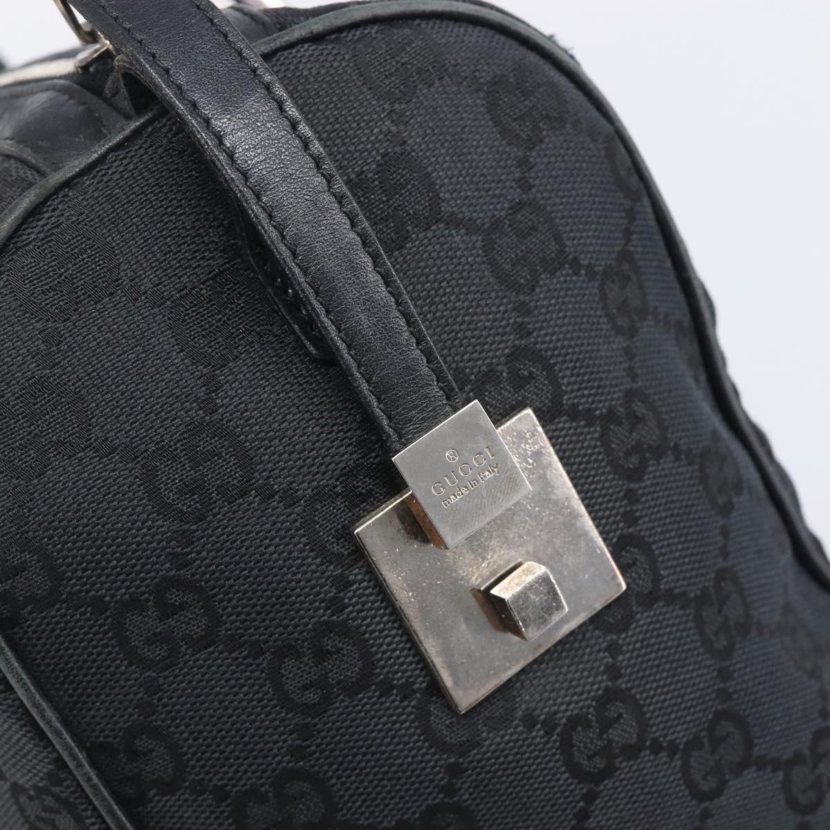 GUCCI GG Canvas Sherry Line Hand Bag Black Silver 000 0846 Auth 206535