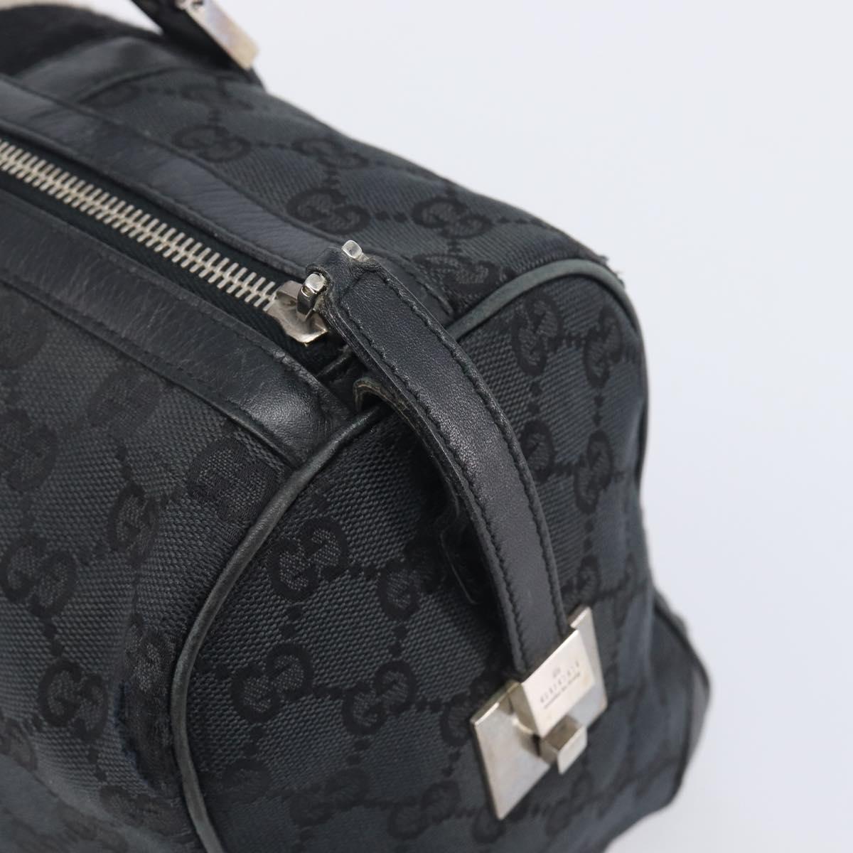 GUCCI GG Canvas Sherry Line Hand Bag Black Silver 000 0846 Auth 206535